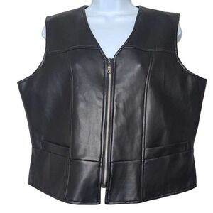 Northwest Territory Vest Black Faux Leather Lined Pockets Women's L